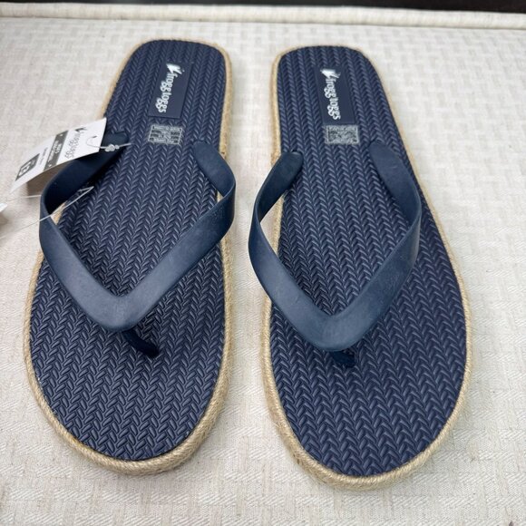 Frogg Toggs Mens Kuba Sandal Size 13 Navy Flip Flops With Jute Sole & Rubber - Picture 1 of 7
